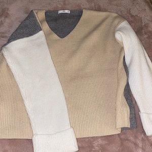 MANGO colorblock v neck sweater